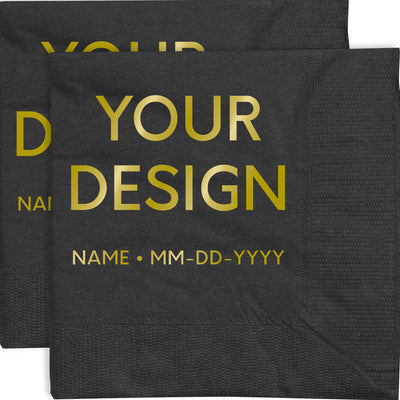Black 5 x 5 3-Ply Beverage Napkins
