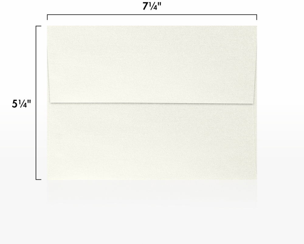 White Quartz Metallic 32lb A7 Invitation Envelopes (5 1/4 x 7 1/4) with Peel & Seal