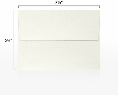 White Quartz Metallic 32lb A7 Invitation Envelopes (5 1/4 x 7 1/4) with Peel & Seal