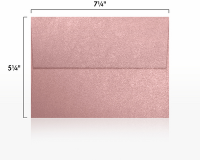 Misty Rose Pink Metallic 84lb A7 Invitation Envelopes (5 1/4 x 7 1/4) with Peel & Seal