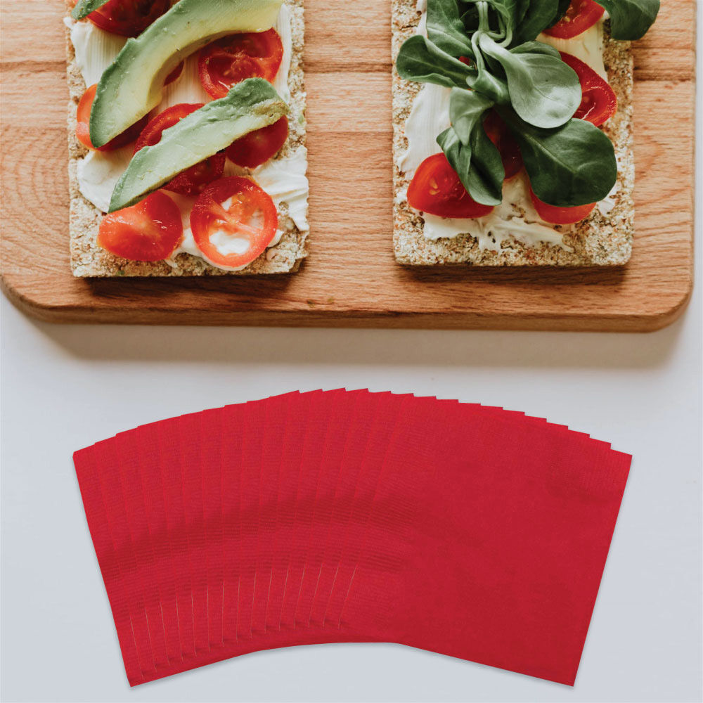 Red 6 1/2 x 6 1/2 3-Ply Lunch Napkins