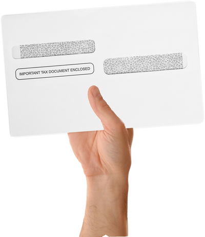 White with Security Tint 24lb W-2 /1099 Double Window Envelopes (5 5/8 x 9)