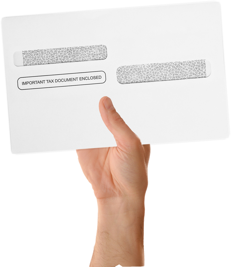 White with Security Tint 24lb W-2 /1099 Double Window Envelopes (5 5/8 x 9)