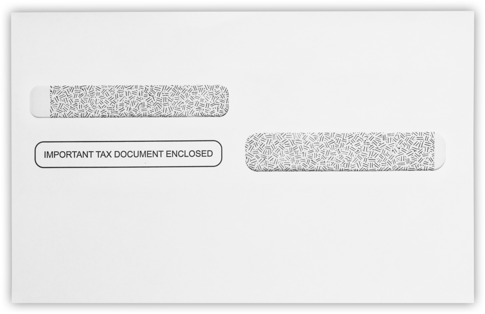 White with Security Tint 24lb W-2 /1099 Double Window Envelopes (5 5/8 x 9)