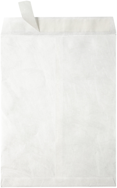White Tyvek 14lb 9 1/2 x 12 1/2 Open End Envelopes with Peel & Seal