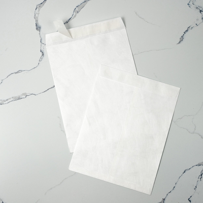 White Tyvek 14lb 9 1/2 x 12 1/2 Open End Envelopes with Peel & Seal