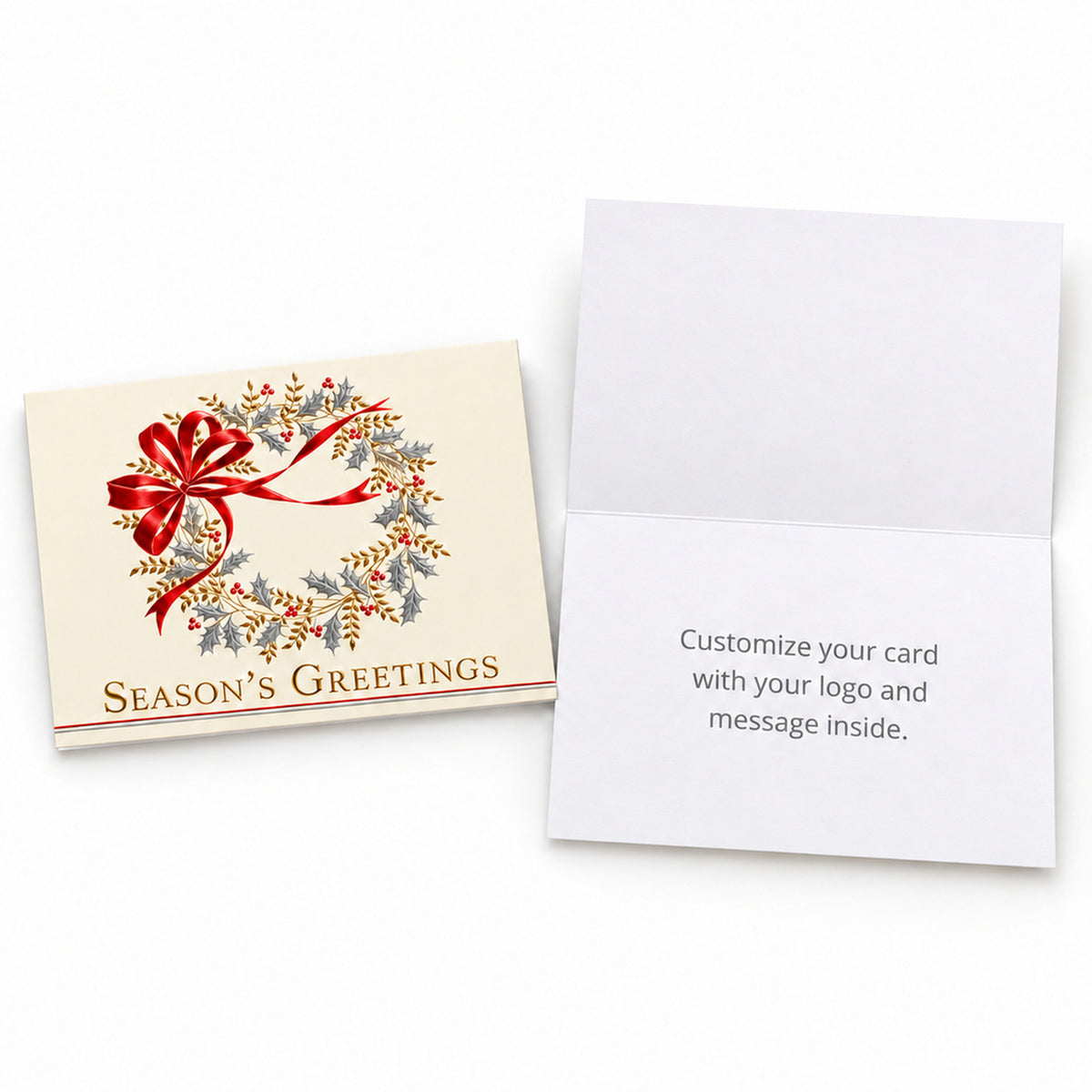 7 x 5 Foldover Card Set 80lb - Classic Season's Greetings Wreath