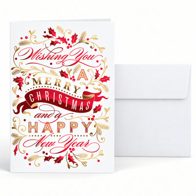 5 x 7 Foldover Card Set 80lb - Christmas Banner