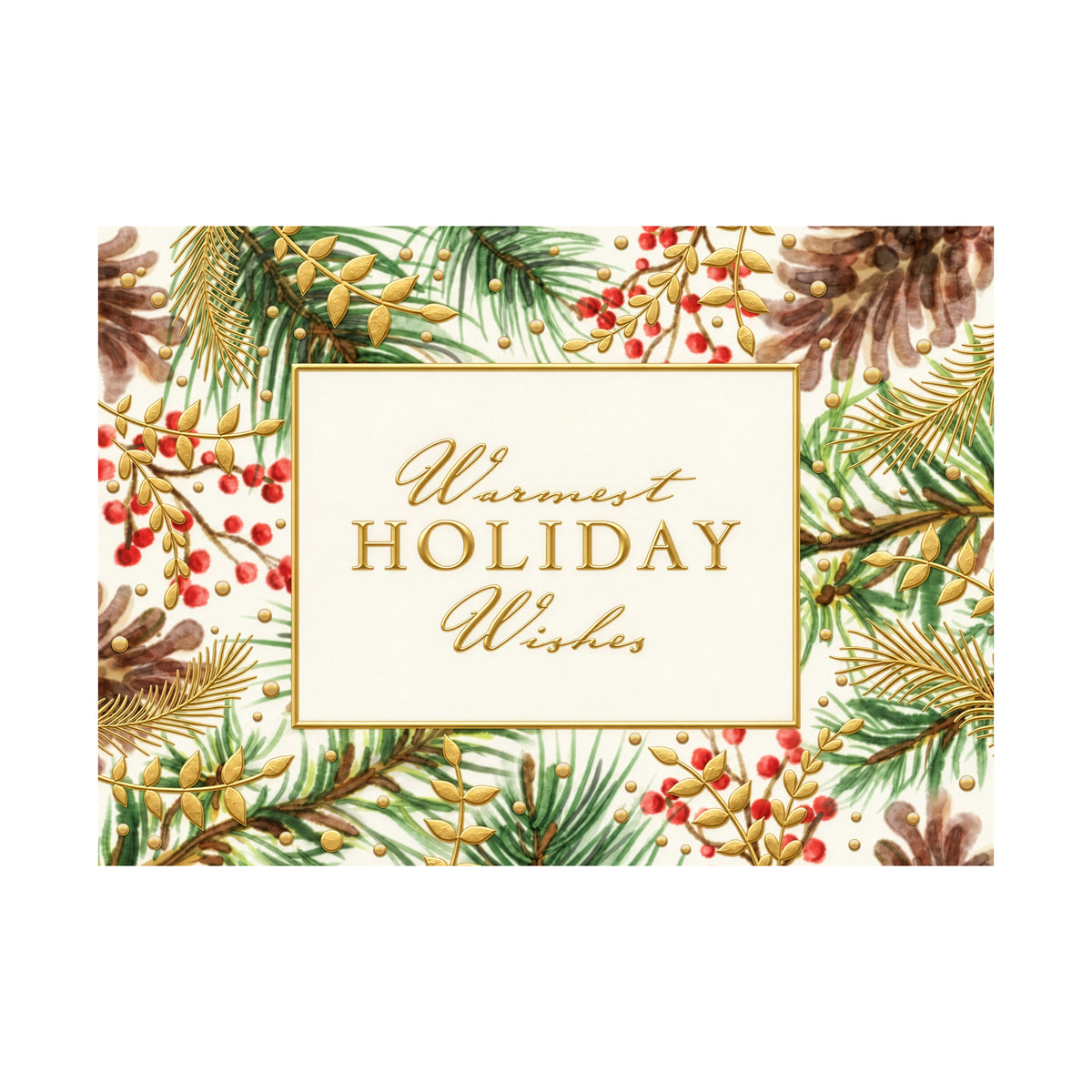 7 x 5 Foldover Card Set 80lb - Watercolor Pinecones