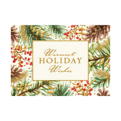7 x 5 Foldover Card Set 80lb - Watercolor Pinecones