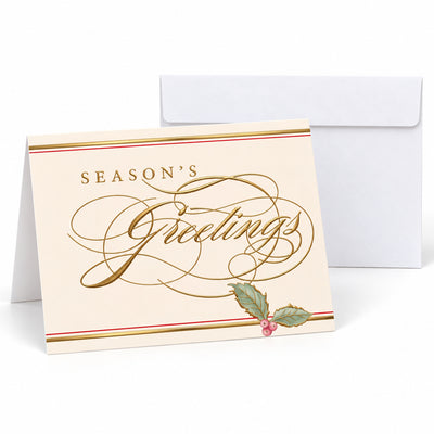 7 x 5 Foldover Card Set 80lb - Season's Greetings Holly