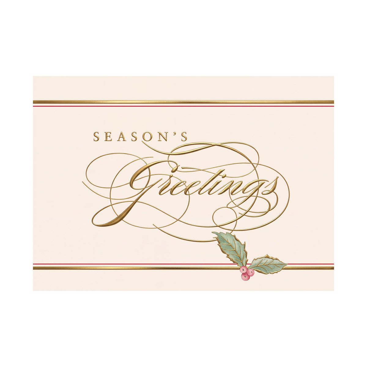7 x 5 Foldover Card Set 80lb - Season's Greetings Holly
