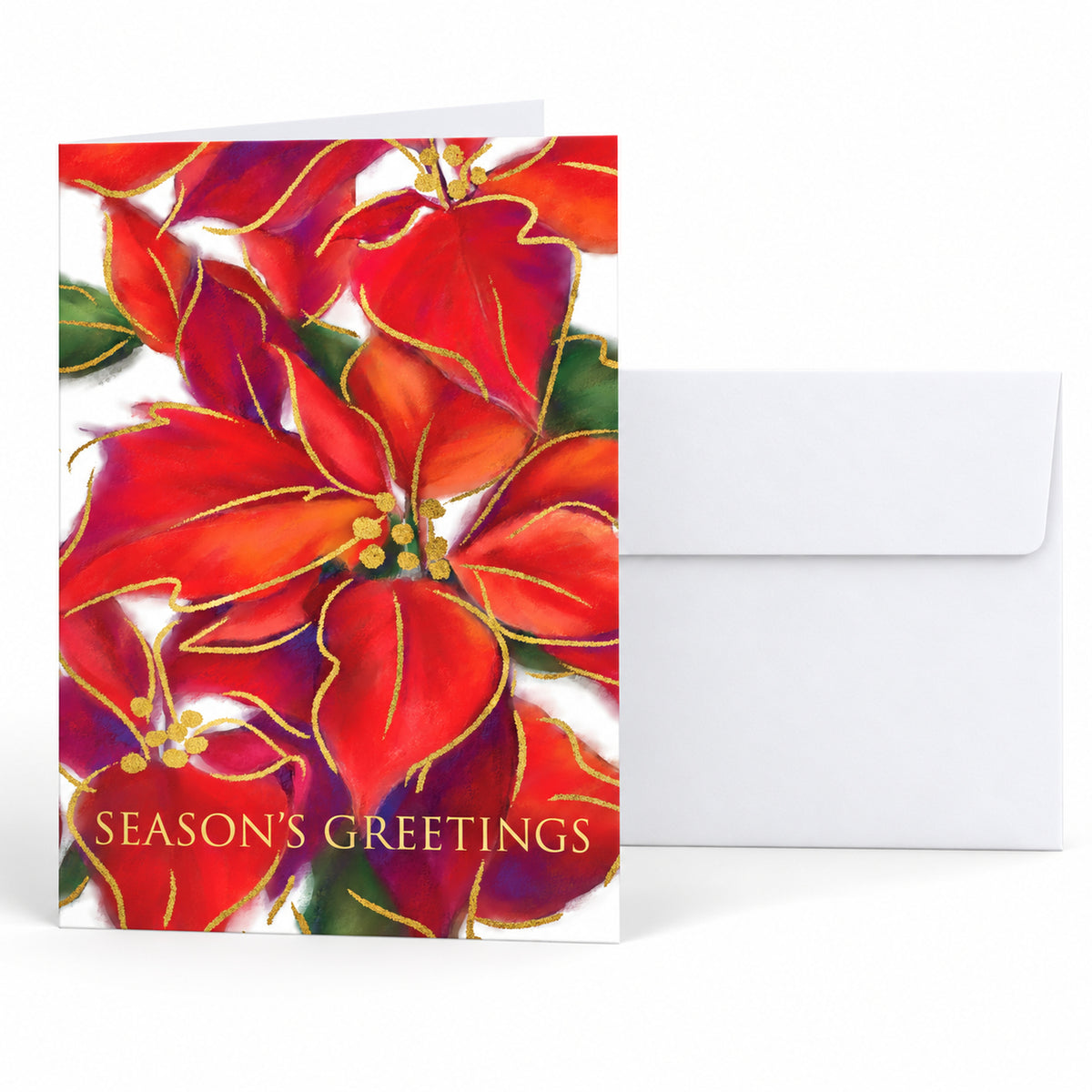 5 x 7 Foldover Card Set 80lb - Vibrant Poinsettia