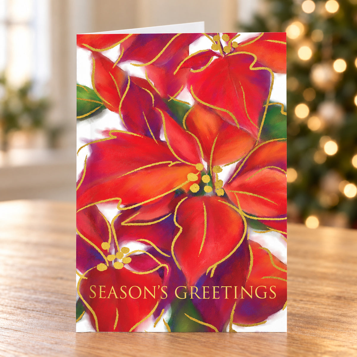5 x 7 Foldover Card Set 80lb - Vibrant Poinsettia