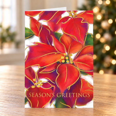 5 x 7 Foldover Card Set 80lb - Vibrant Poinsettia