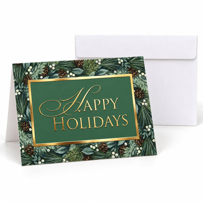 7 x 5 Foldover Card Set 80lb - Nostalgic Holiday Greenery