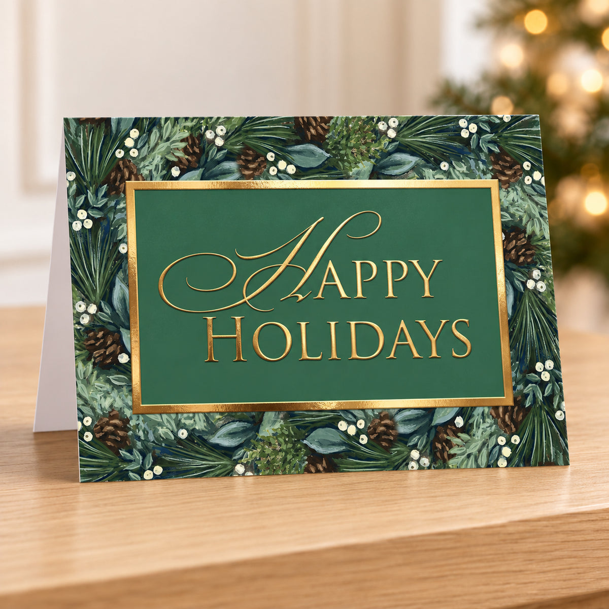 7 x 5 Foldover Card Set 80lb - Nostalgic Holiday Greenery