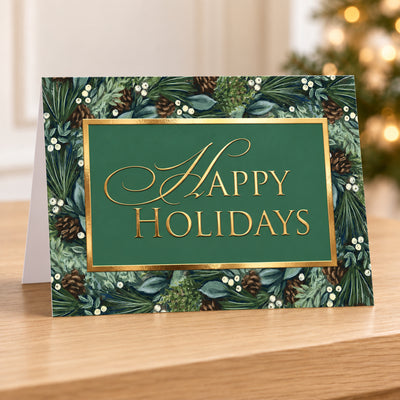 7 x 5 Foldover Card Set 80lb - Nostalgic Holiday Greenery