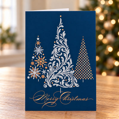 5 x 7 Foldover Card Set 80lb - Metallic Treeline