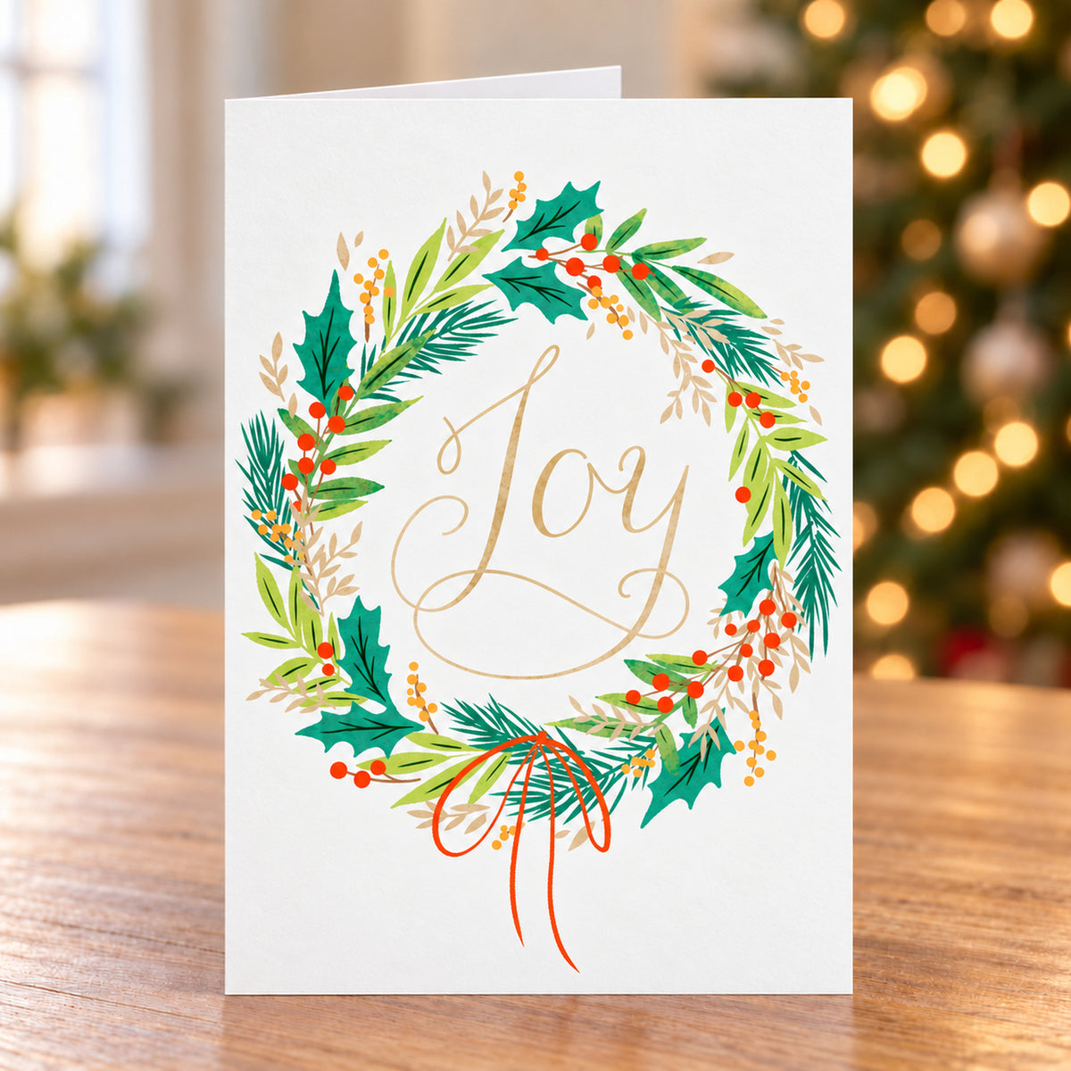 5 x 7 Foldover Card Set 80lb - Wreath of Joy