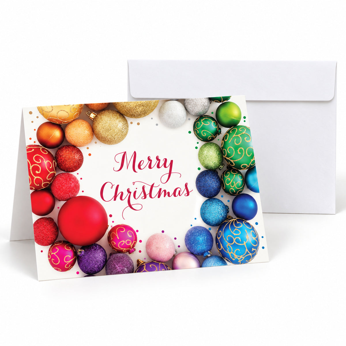 7 x 5 Foldover Card Set 80lb - Colorful Ornament Wreath