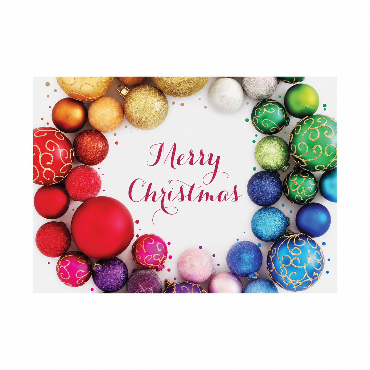 7 x 5 Foldover Card Set 80lb - Colorful Ornament Wreath