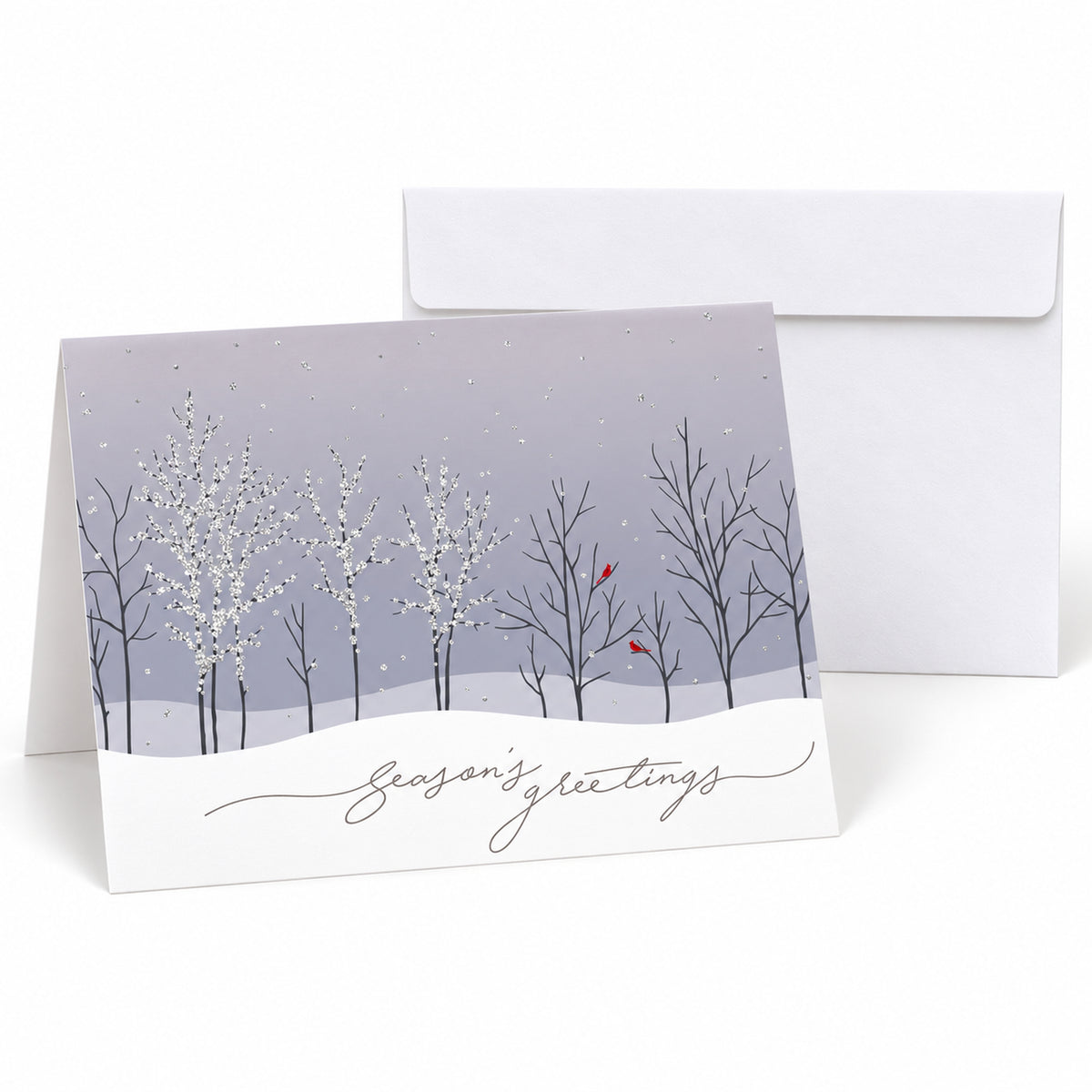 7 x 5 Foldover Card Set 80lb - Trees with Cardinals