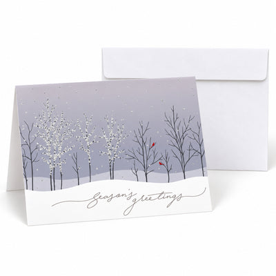 7 x 5 Foldover Card Set 80lb - Trees with Cardinals