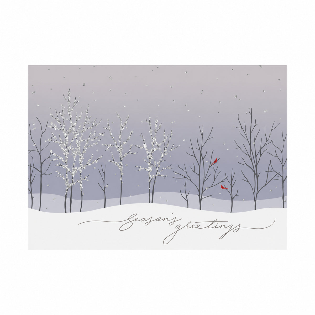 7 x 5 Foldover Card Set 80lb - Trees with Cardinals