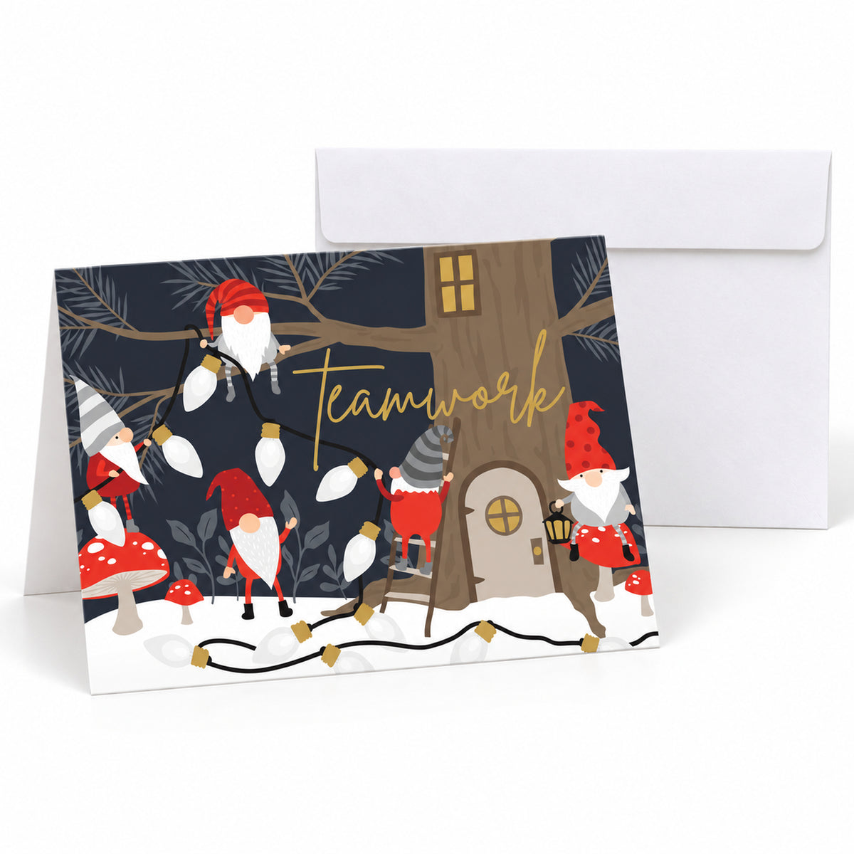7 x 5 Foldover Card Set 80lb - Christmas Gnomes