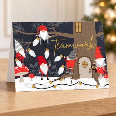 7 x 5 Foldover Card Set 80lb - Christmas Gnomes