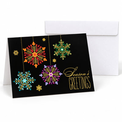 7 x 5 Foldover Card Set 80lb - Uniquely Colorful Snowflakes