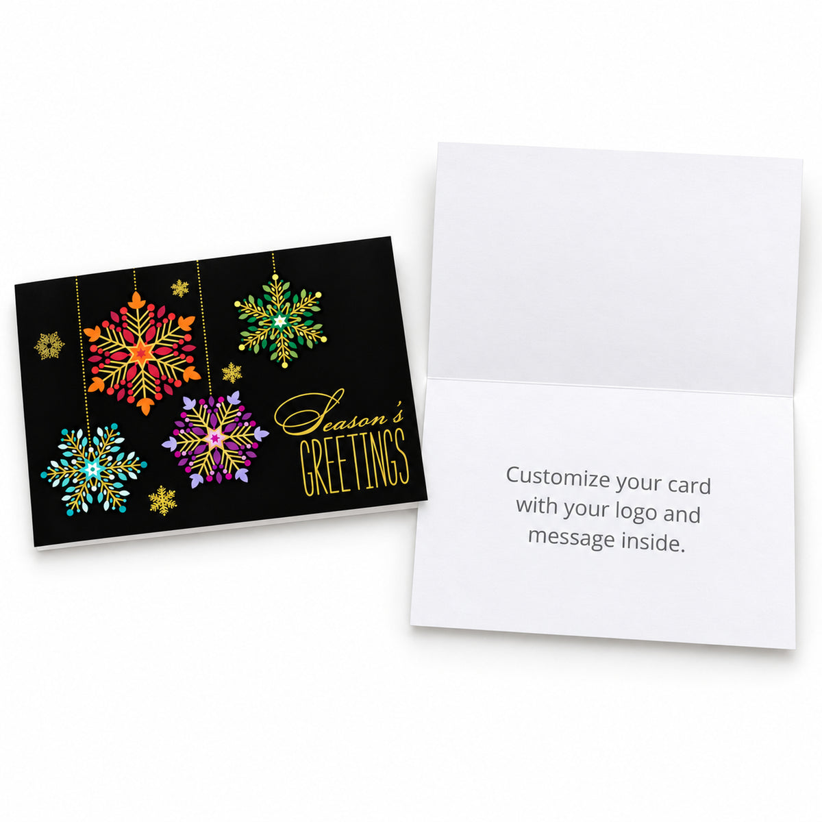 7 x 5 Foldover Card Set 80lb - Uniquely Colorful Snowflakes