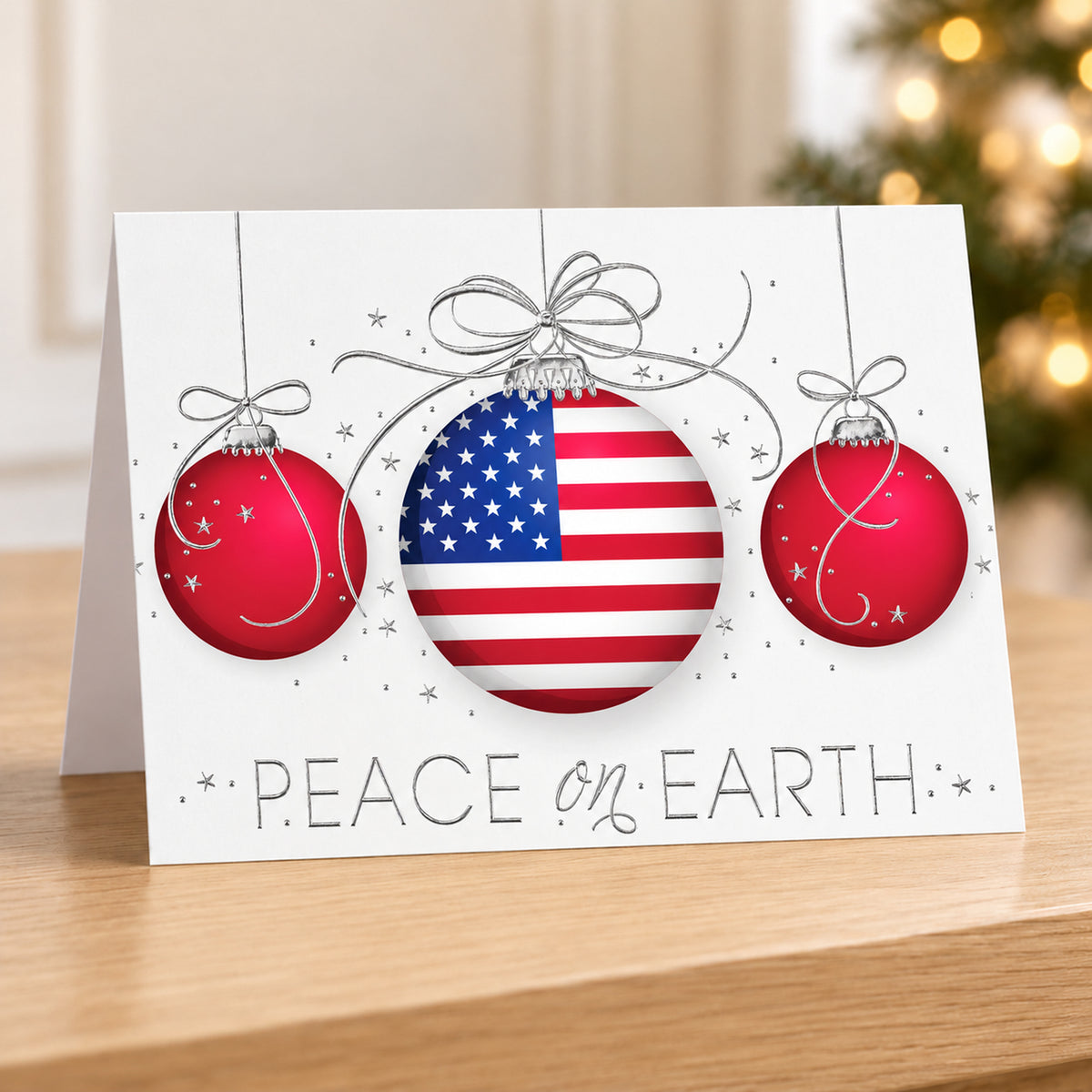 7 x 5 Foldover Card Set 80lb - Patriotic Ornaments Trio