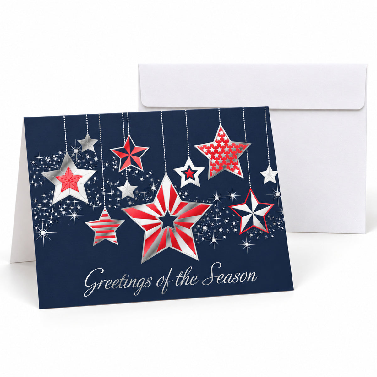 7 x 5 Foldover Card Set 80lb - Patriotic Star Ornaments