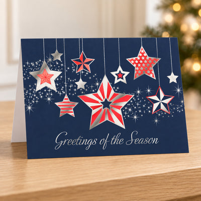 7 x 5 Foldover Card Set 80lb - Patriotic Star Ornaments