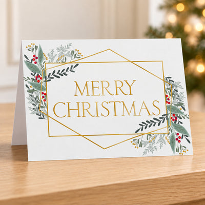 7 x 5 Foldover Card Set 80lb - Merry Christmas Lines