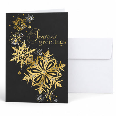 5 x 7 Foldover Card Set 80lb - Metallic Snowflakes
