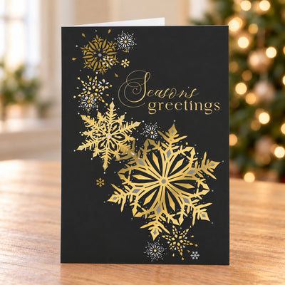 5 x 7 Foldover Card Set 80lb - Metallic Snowflakes