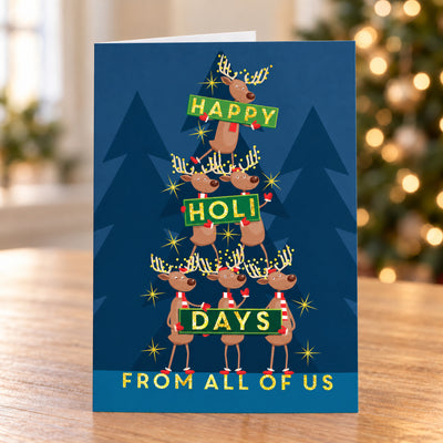 5 x 7 Foldover Card Set 80lb - Reindeer Tree