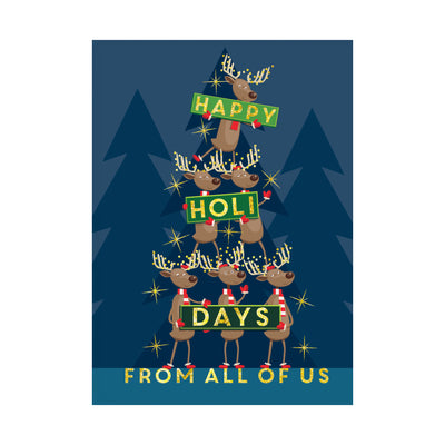 5 x 7 Foldover Card Set 80lb - Reindeer Tree