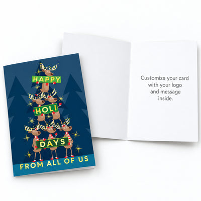 5 x 7 Foldover Card Set 80lb - Reindeer Tree