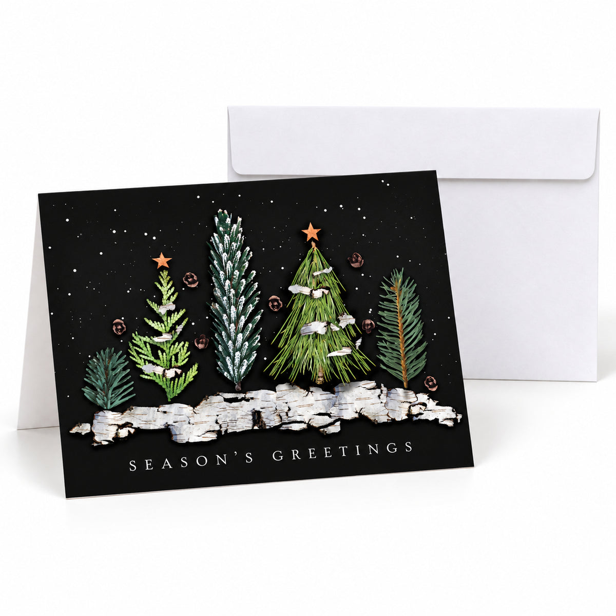 7 x 5 Foldover Card Set 80lb - Real Greenery Treeline