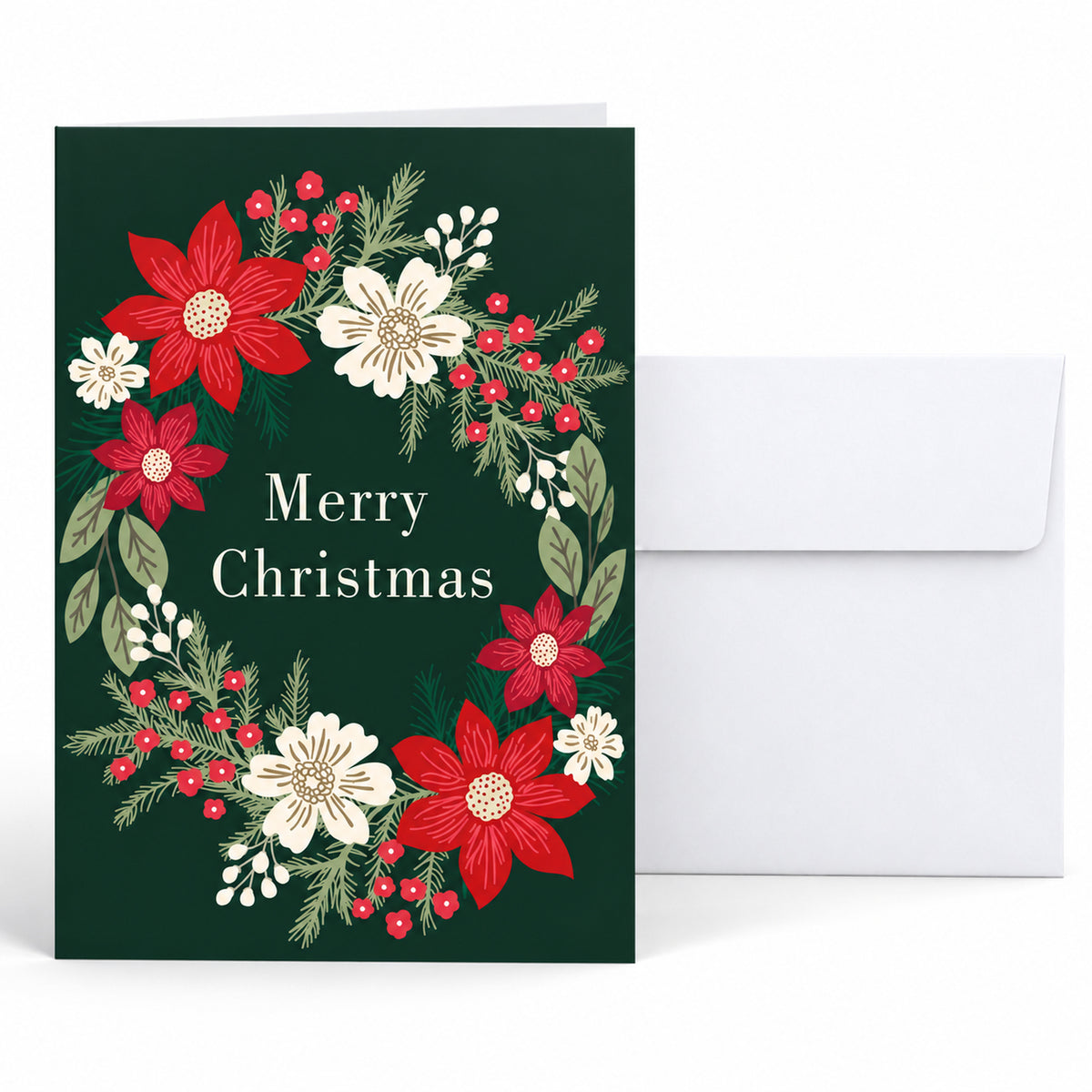5 x 7 Foldover Card Set 80lb - Yuletide Wreath