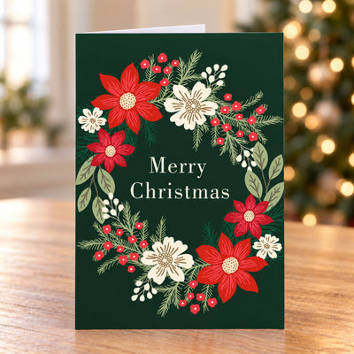 5 x 7 Foldover Card Set 80lb - Yuletide Wreath
