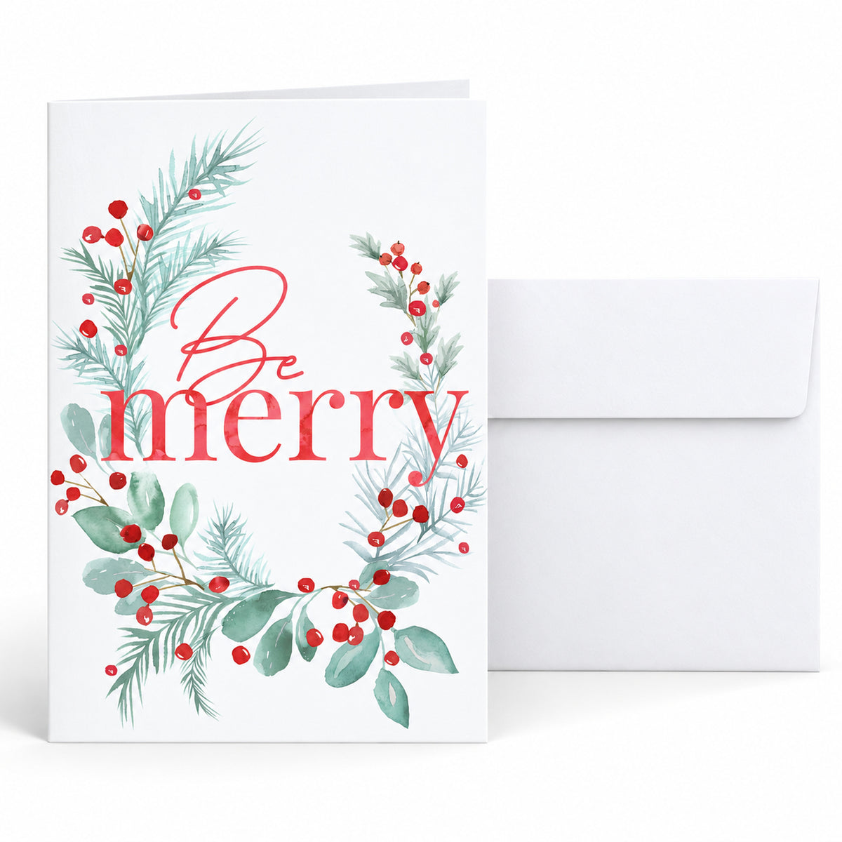 5 x 7 Foldover Card Set 80lb - Merry Greenery