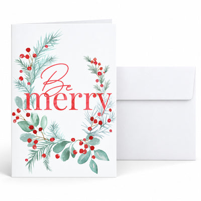 5 x 7 Foldover Card Set 80lb - Merry Greenery