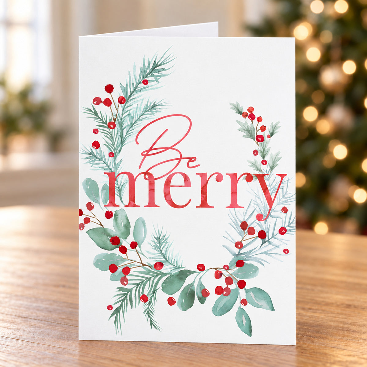 5 x 7 Foldover Card Set 80lb - Merry Greenery