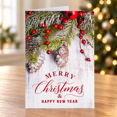 5 x 7 Foldover Card Set 80lb - Rustic Sprigs Holiday Calendar