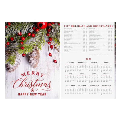 5 x 7 Foldover Card Set 80lb - Rustic Sprigs Holiday Calendar